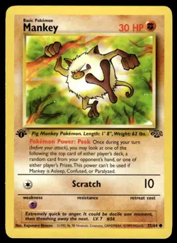 Pokemon TCG Jungle 1st Edition #55/64 Mankey LP+ - Image 1