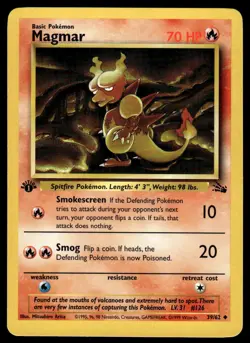 Pokemon TCG Fossil 1st Edition #39/62 Magmar LP+ - Image 1