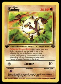 Pokemon TCG Jungle 1st Edition #55/64 Mankey LP+ - Image 1