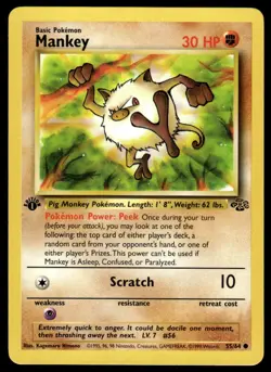 Pokemon TCG Jungle 1st Edition #55/64 Mankey LP+ - Image 1
