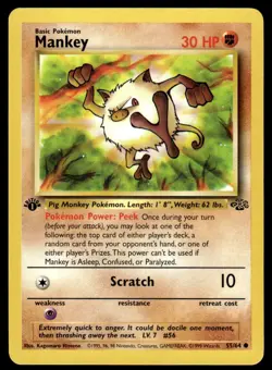 Pokemon TCG Jungle 1st Edition #55/64 Mankey LP+ - Image 1