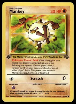 Pokemon TCG Jungle 1st Edition #55/64 Mankey LP+ - Image 1