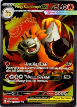 Pokemon TCG Mega Camerupt ex 156/132 Me01: Mega Evolution Holo NM (SKU 1-2) - Image 1