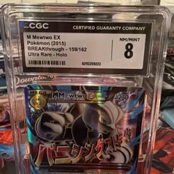 2015 Pokemon Breakthrough M Mewtwo Ex Ultra Rare Holo #159 CGC 8 NM/Mint - Image 2