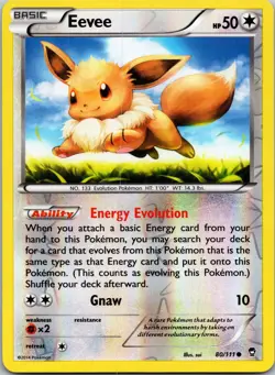 Eevee 80/111 XY - Furious Fists NM Reverse Holo Pokemon TCG - Image 1