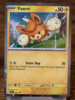 Pokemon Pawmi SVP 040 Black Star Promo Cosmos Holo TCG Card NM - Image 1