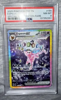 Pokemon Prismatic Evolutions Espeon EX Sir 155/131 PSA 8 - Image 3