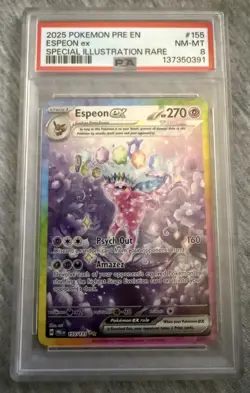 Pokemon Prismatic Evolutions Espeon EX Sir 155/131 PSA 8 - Image 4