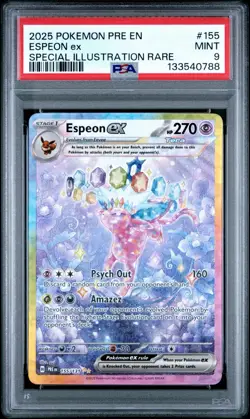 Espeon EX 2025 Pokemon PRE Prismatic Evolutions SIR 155/131 PSA 9 MINT - Image 1