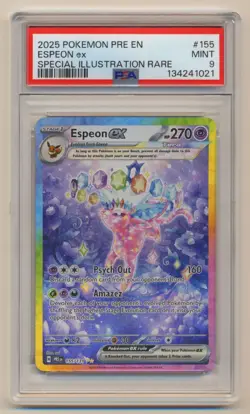 PSA 9 Pokemon Prismatic Evolutions SIR Espeon EX PRE EN 155/131 MINT Condition! - Image 1