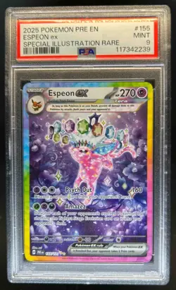 2025 Pokemon SV Prismatic Evolutions Espeon ex #155/131 PSA 9 - Image 1