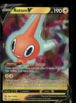 Pokemon Cards Rotom V 058/196 Lost Origin Holo Rare V NM - Image 1