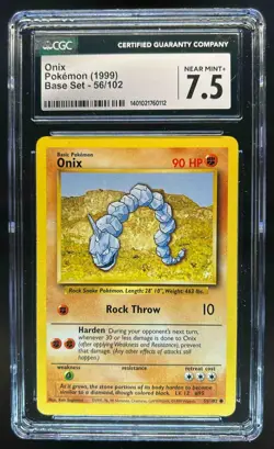 1999 Pokemon Unlimited Onix Common #56/102 CGC 7.5 - Image 1