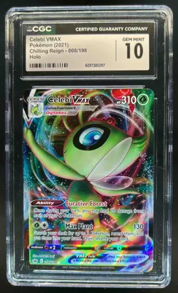 2021 Pokemon SWSH Chilling Reign Celebi VMAX #008/198 CGC 10 - Image 1