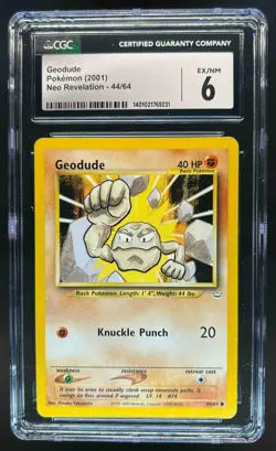 2001 Pokemon Neo Revelation Geodude #44/64 CGC 6 - Image 1