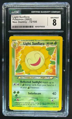 2002 Pokemon Neo Destiny Light Sunflora #72/105 CGC 8 - Image 1