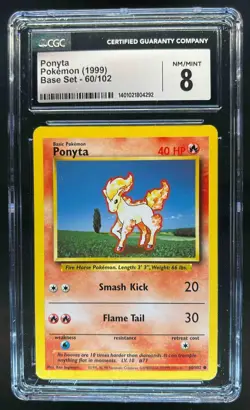 1999 Pokemon Unlimited Ponyta Common #60/102 CGC 8 - Image 1