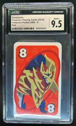 2019 Pokemon Playing Cards Zamazenta Pocket UNO 8 Red CGC 9.5 - Image 1