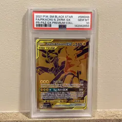 2021 Pikachu & Zekrom GX SM248 Sun Moon Tag Team Black Star Promo Pokemon PSA 10 - Image 1