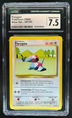 1999 Pokemon Unlimited Porygon Uncommon #39/102 CGC 7.5 - Image 1