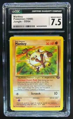 1999 Pokemon Jungle Mankey #55/64 CGC 7.5 - Image 1