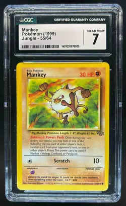 1999 Pokemon Jungle Mankey #55/64 CGC 7 - Image 1