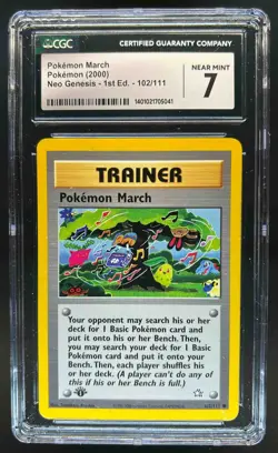 2000 Pokemon Neo Genesis 1st Edition Pokemon March #102/111 CGC 7 - Image 1