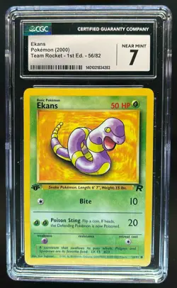 2000 Pokemon Team Rocket First Edition Ekans #56/82 CGC 7 - Image 1