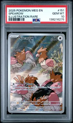 2025 POKEMON MEG EN-MEGA EVOLUTION ILLUSTRATION RARE #151 SPEAROW PSA 10 - Image 1