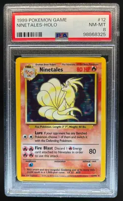 1999 Pokemon Unlimited Ninetales Rare Holo #12/102 PSA 8 - Image 1