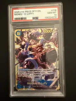 Monkey.D.Luffy (118) OP11-118 A Fist of Divine Speed Foil - One Piece CCG PSA 10 - Image 1