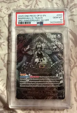 One Piece OP12-LEGACY of the Master 3rd ANV-SILVER Marshall D. Teach PSA 10 - Image 1
