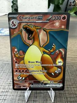 Pokemon TCG Charizard EX 183/165 Scarlet Violet 151 Full Art Holo Ultra Rare NM - Image 1
