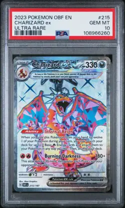 CHARIZARD EX 215/197 PSA 10 POKEMON OBSIDIAN FLAMES ULTRA RARE - Image 1