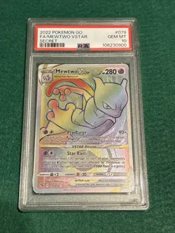 PSA 10 Mewtwo VSTAR 079/078 Pokemon GO Rainbow Secret Rare Pokemon Card - Image 1