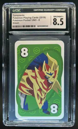2019 Pokemon Playing Cards Zamazenta Pocket UNO 8 Green CGC 8.5 - Image 1