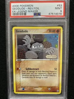 2006 Pokemon EX Legend Maker Geodude Reverse Foil 53/92 PSA 9 Mint - Image 1