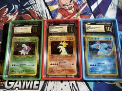 1999 POKEMON JAPANESE NEO PREM. FILE SET MEGANIUM TYPHLOSION FERALIGATR CGC 10 - Image 1