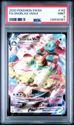 2020 Pokemon Sword & Shield Snorlax VMAX Full Art 142/202 PSA 9 Mint - Image 1