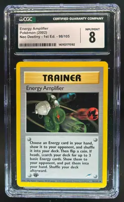 2002 Pokemon Neo Destiny 1st Edition Energy Amplifier #98/105 CGC 8 - Image 1