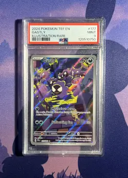 GASTLY 2024 POKEMON TEMPORAL FORCES ILLUSTRATION RARE 177/162 PSA 9 Q4351 - Image 1