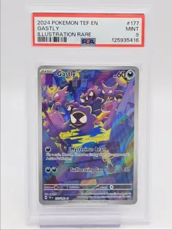 GASTLY 2024 POKEMON TEMPORAL FORCES ILLUSTRATION RARE 177/162 PSA 9 Q4351 - Image 1