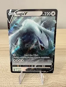 Pokemon Card Lugia V 138/195 Sword & Shield Silver Tempest Half Art Holo Rare NM - Image 1