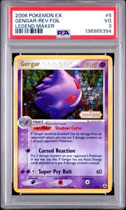PSA 3 2006 Pokemon EX Legend Maker Gengar STAMPED Reverse Holo Foil 5/92 - Image 1