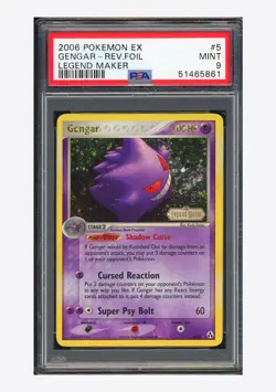 Pokemon PSA 9 Gengar Reverse Foil Stamped 2006 5/92 EX Legend Maker English - Image 1