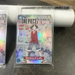 3 Piece Monkey.D.Luffy College Basketball US Voyage Card (2) & Poster (1) - Image 4