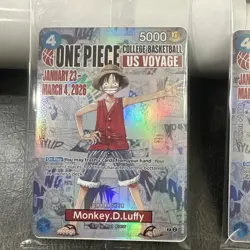 3 Piece Monkey.D.Luffy College Basketball US Voyage Card (2) & Poster (1) - Image 5