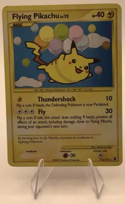 Pokemon 2009 Rising Rivals Holo Card Flying Pikachu 113/111 - Image 1