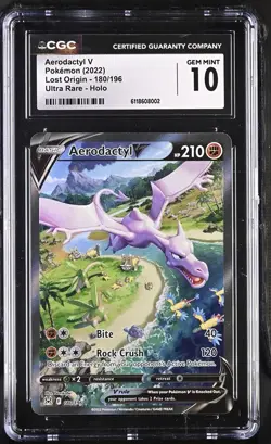 2022 POKEMON LOST ORIGIN ALTERNATE FULL ART AERODACTYL V 180/196 GEM MINT 10 - Image 1