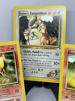 Pokemon TCG Gym Heroes Blaine’s 3 Card Lot #35,36,61/132 1ST Edition Kangaskhan - Image 2